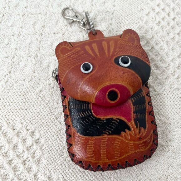 Hand Crafted Accessories - Handmade Leather Badger Coin Purse Bag Charm
